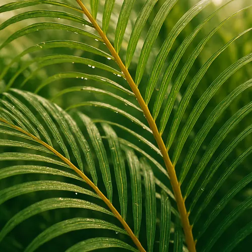 Hojas de areca con rocío